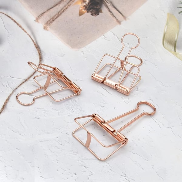 Extra Stora Pappersklämmor 2 Tum, Stora Pappersklämmor Roséguld för Kontor Skolmaterial (15 st) Rose Gold Extra Large