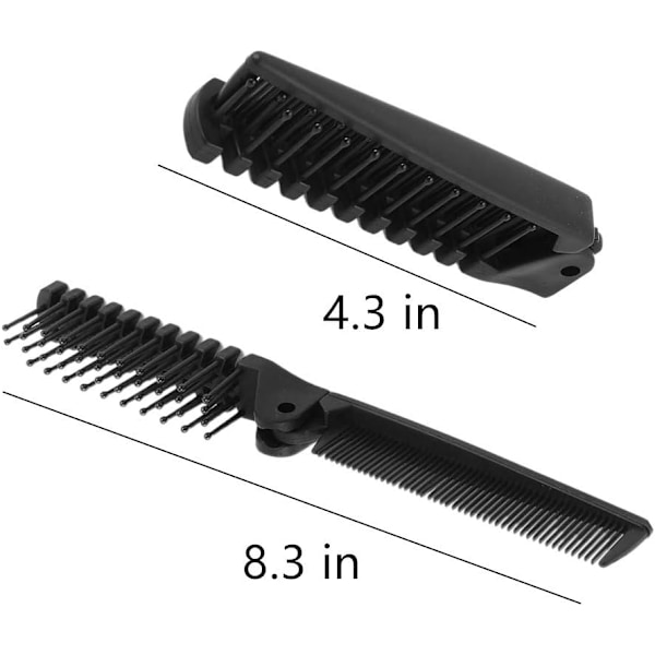 Hopfällbar hårborste, 5-pack bärbar resehårborste, plast hopfällbar antistatisk hårborste, hopfällbar fickhårborste Black 5 Count (Pack of 1)