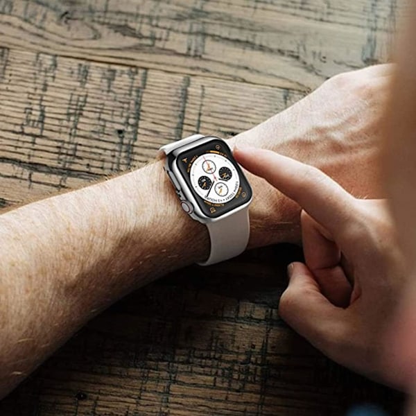 2-pack fodral 40 mm kompatibelt med Apple Watch Series 6 5 4 Se 40 mm härdat glass skärmskydd fodral, pläterad hård PC-skydd full täckning stöttålig Silver+Silver 40mm