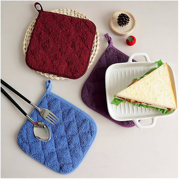 Grytekluter i bomull, maskinvaskbare, varmebestandige, grytekluter, varmeunderlag, trivet for matlaging og baking