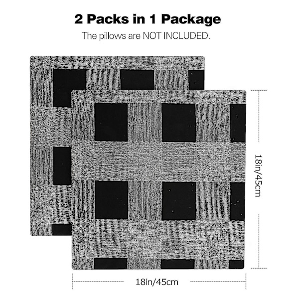 2-pack Rutig Kuddfodral, Andningsbart Skrynkelbeständigt Linne Kuddfodral Skydd Rutiga Kuddfodral