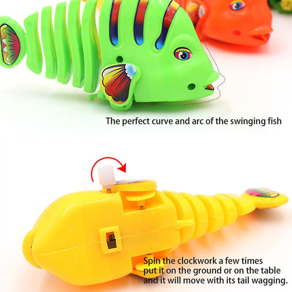 Clockwork Svängande Tecknad Fiskleksaker Lättvikts roligt pusselspel Leksak för baby Barn Barn 3st