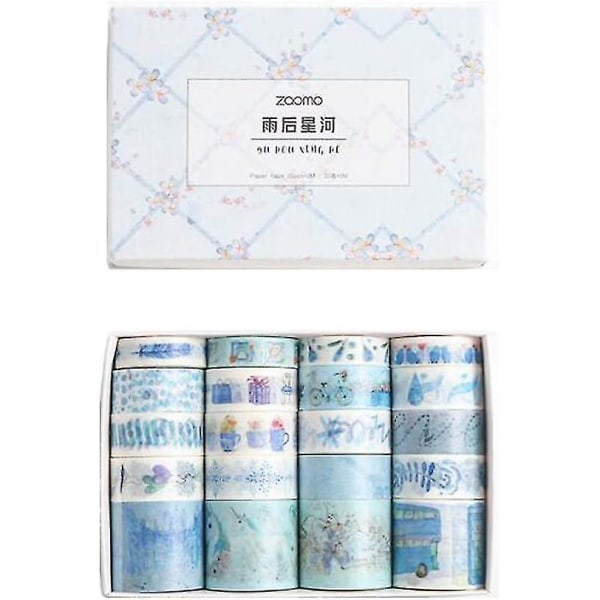Sæt med 20 ruller Washi Tape, Star Decorations Washi Masking Tape Sæt blå (b-2-v)