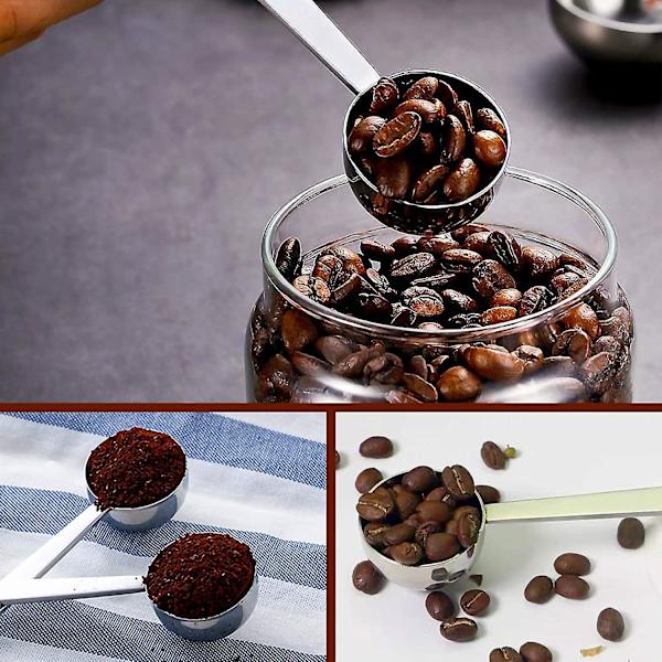 Kaffe Måttskopa Och Tamp, Espresso Skopa, Espresso Mått Tamp (2-pack, Silver)