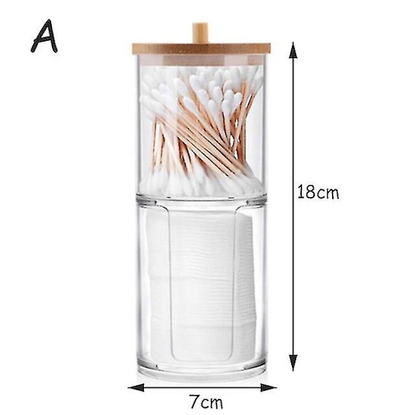 Akryl opbevaringsboks badeværelse krukke makeup organizer bomuldsrondelholder bomuldspind boks Qtip holder dispenser med bambus låg