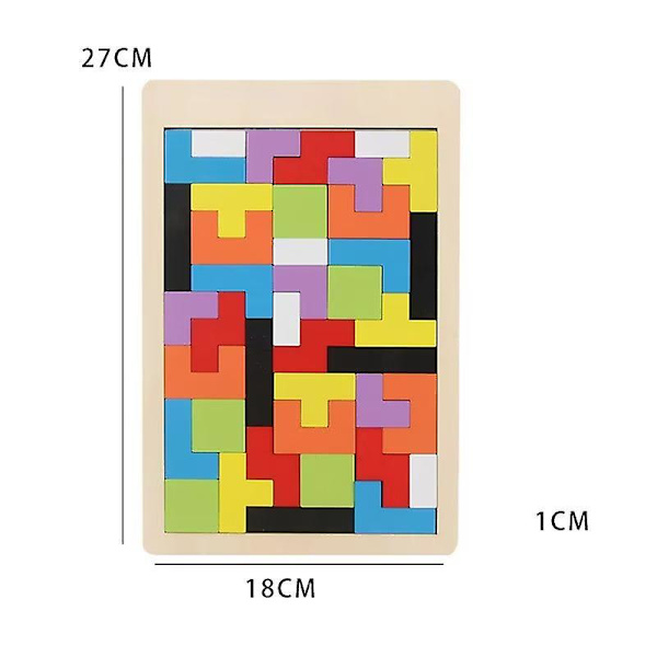 Träpussel 40 st Tangram Pussel Leksak Hjärngympa För Barn Träpussel Box Hjärnspel Byggstenar Intelligens Pedagogisk Present Till Småbarn