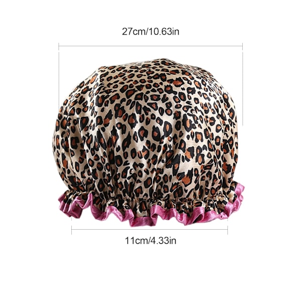 Gjenbrukbar Vanntett Dusjhette - Dobbel Tykkelse med Leopard Rød Kant - for Bad og Dusj - (1 stk) Leopard print