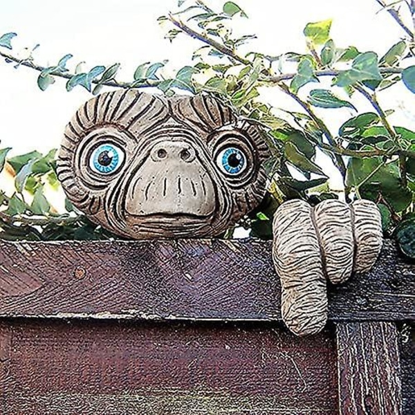 Treansikt Hagepynt, Alien Harpiksdekorasjon Alien Harpiksdekorasjon Treskulptur Nissepynt