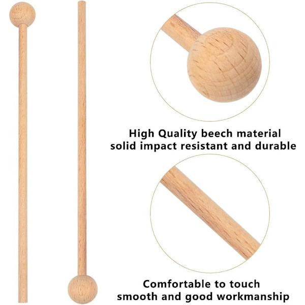 Treklubber Percussion Sticks Percussion Mallets for Glockenspiel, xylofon, energiklokke, treblokk, bjeller, slagverksinstrument (2 stk, tre farge)