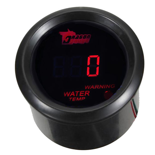 ™ 2\" 52mm Sort Bilmotor Digital Rød LED Lys Vandtemperatur Temperatur LED Måler Red Water Temp Gauge Celsius