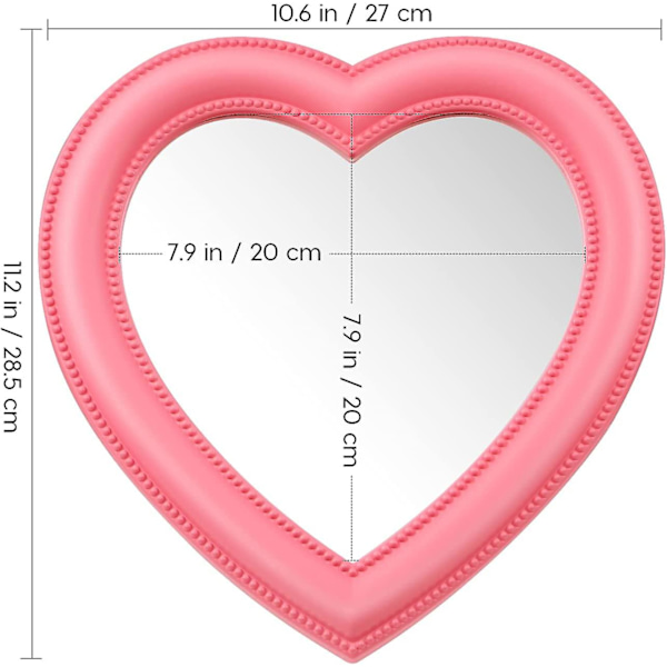Pink Hjerte Spejl - Hjerte Sminke Spejl Kærlighed Hjerte Spejl Hjerteformet Spejl Bordplade Kosmetik Spejl Vægspejl 1 stk