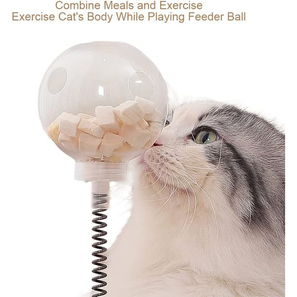 Katt Leksaker Interaktiva för Innekatter Kattunge Leksak, Katt Boll Leksak Katt Godis Fjäder Leksak med Cirkel Boll Spår, Trä Automatisk Katt Leksak Långsam Matare Tr Treat Toy