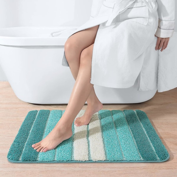 Bath Mat 40x60 Cm Non-slip Bathroom Mat Super Absorbent Water, Machine-washable, Microfiber Absorbent Bathroom Floor Mat,turquoise