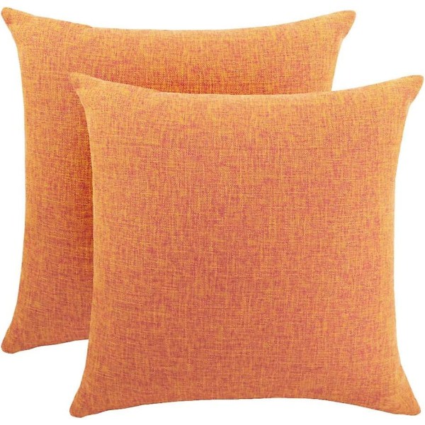 2 kpl puuvilla- ja pellavapäällinen sohvan sisustukseen koristeelliset tyynyliinat klassinen tyynyliina kotiin olohuoneeseen makuuhuoneeseen sänkyyn 45 * 45cm oranssi