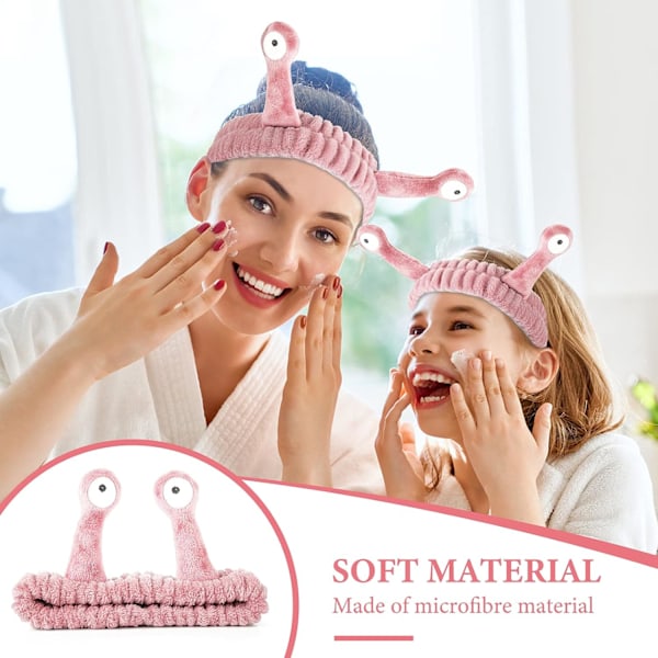 Ansiktsrengöringshuvudband, Palm- och snigel-spa-hårband, sminkhuvudband, dam, tecknad söt korallfleece, elastiskt huvudband, kreativt håraccessoar Pink 1 count (Pack of 1)