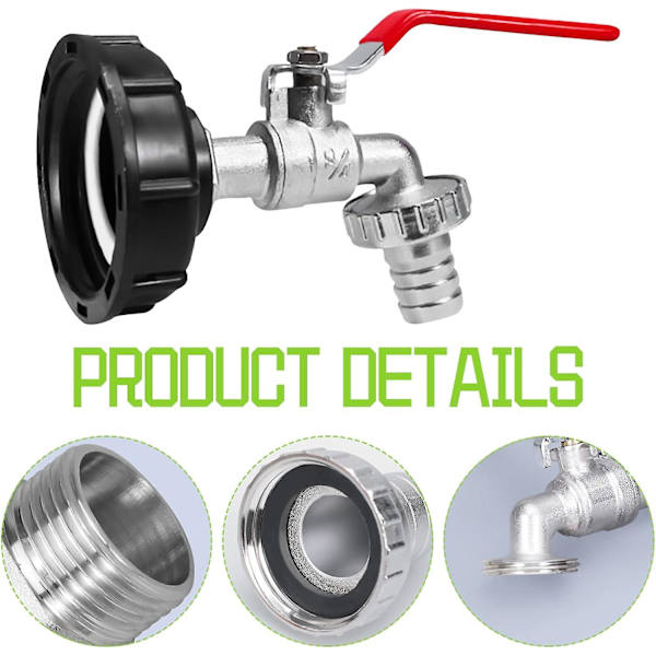 1000l Tankhane Med Vandingsslangehane Adapter, Ibc Haneforbindelse, Havehane Til Regnvandssamler (3/4\" Plastadapter)