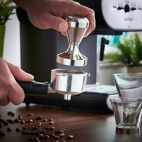Forkrommet solid rustfritt stål kaffetamper (49 mm) for kaffe og espresso, stamping, barista