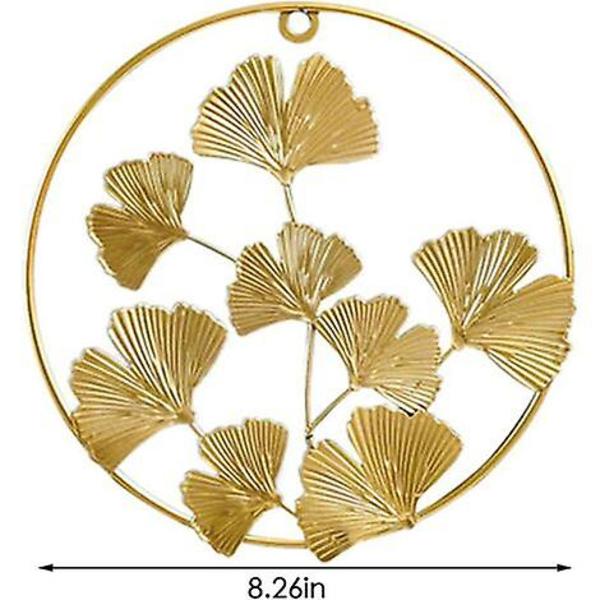 Ginkgo-lehden seinäveistos, 3D-kultainen ginkgo-taidemetalliset riippuvat koristeet Luova moderni sisustus olohuoneeseen