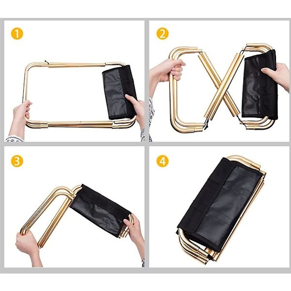 Bærbar Foldbar Skammel Mini Campingstole Ultralet Aluminium Foldbar Sæde Stol Med Opbevaringspose Til Vandreture Rejser Fiskeri Grill Picnic Sort