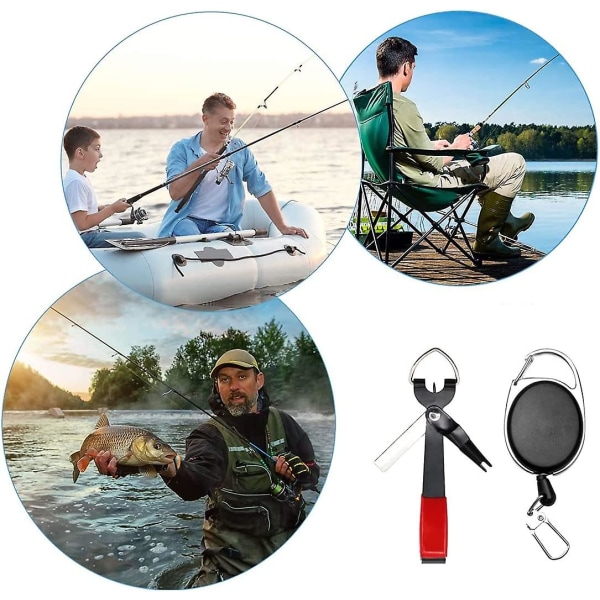 Fish Quick Knot Tying Tool 4 i 1 Fluesfiskeri Line Clippers Fluesfiskeri Udstyr Hurtig Knot Tying Tool og Retractors Combo til Fluesfiskeri Værktøjs Sæt
