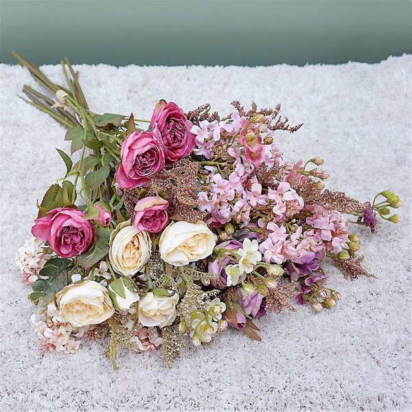 Kunstig blomst Sjarmerende utsøkt stoff Realistisk nordisk stil blomsterbukett for hjemme-farge: lilla