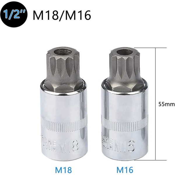 10 stykker M4 spline fatningssæt - M18 Torx - tredobbelt firkantet fatningssæt med opbevaringsæske