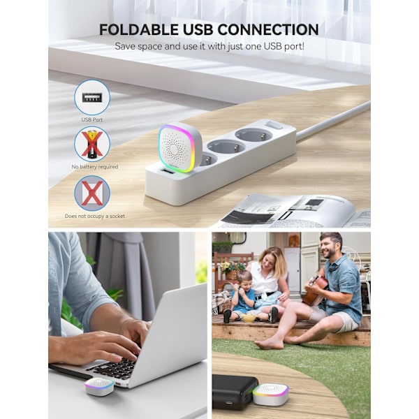 Trådløs Dørklokke, Batteridrevet Dørklokke med RGB-lys, IP66 Vandafvisende USB Mini Trådløs Dørklokke Sæt, 400M Trådløs Rækkevidde, 60 Klokkeslag & Plug inBlack Plug inBlack