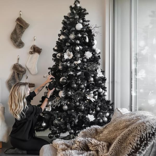 Juletrekuler, sett med 36 stk 4 cm juletrepynt, uknuselige (sort)