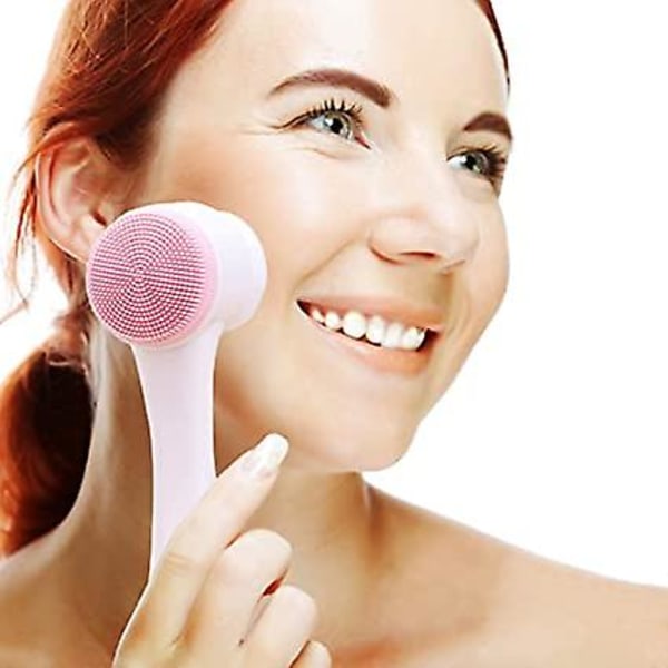 Manuell ansiktsborste Ansiktsrengöringsborste Ultra skonsam manuell skrubbrengöring Kosmetika för alla hudtyper (rosa)