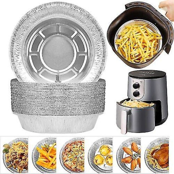 10/50pcs Air Fryer Liner Round Aluminium Trays Containers Aluminum Foil Tin Box Home 50PCS