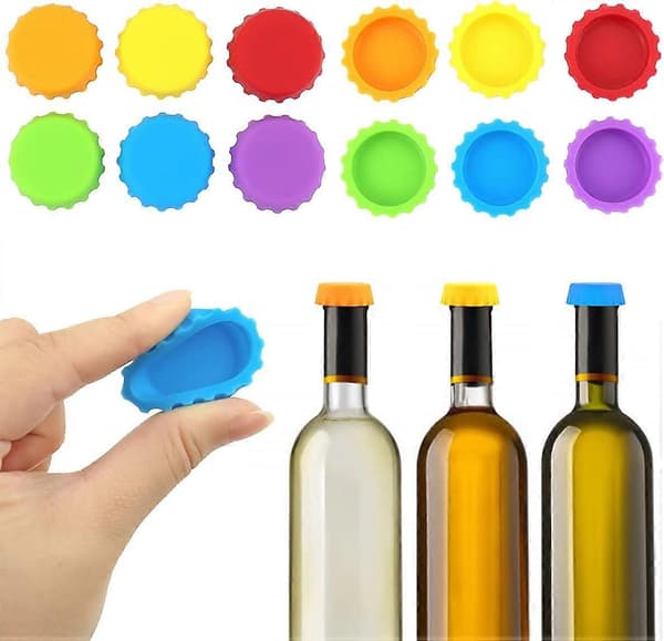18-pack silikonflasklock - universell passform för brygg- och läskflaskor, hållbart material, blandade färger