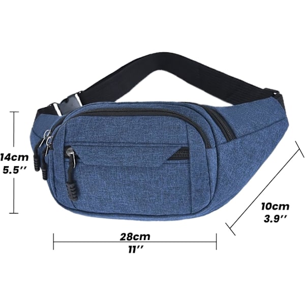 Bumbag Fanny Pack Hofteveske for Menn Kvinner Barn Vanntett for Reise Festival Fotturer Gåing Løping Utendørs Sport (Blå) Blue