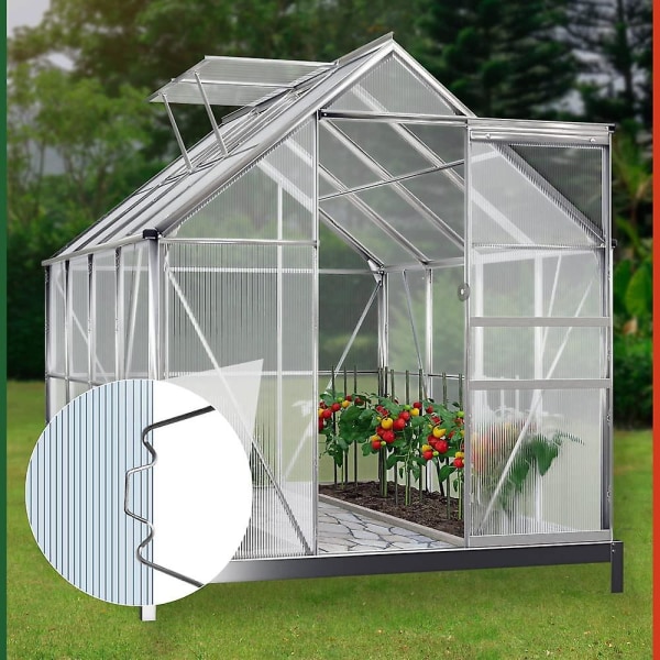 50 stk. rustfrie drivhusklemmer i rustfrit stål til fastgørelse af polycarbonatplader