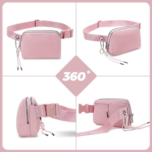 Fashion Bæltetasker Bumbag til kvinder overalt Bæltetaske med justerbar rem Crossbody tasker til kvinder Fanny packs til vandreture, cykling, shopping Pink