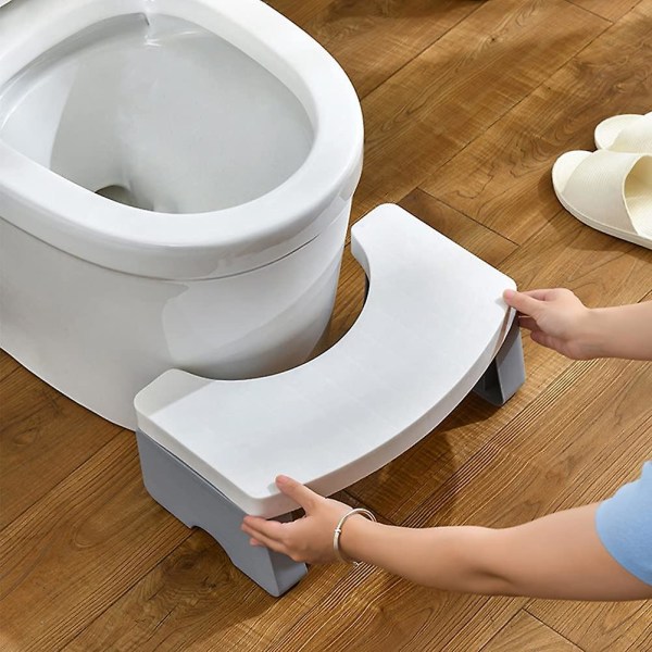 Badeværelse foldetoilet skammel til voksne og børn, badeværelse skammel, 7 tommer Heavy Duty skridsikker toiletstol (hvid)