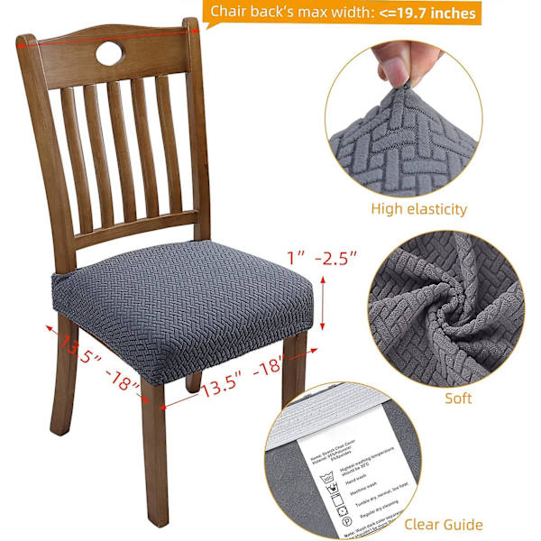 4 kpl Jacquard-kuvioitua joustavaa tuolinpäällystettä, irrotettava ja pestävä, ruokasaliin, keittiöön, toimistoon, hotelliin (selkänojan hihnoilla)