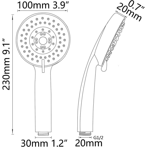 Gold Bs144 Bath Rainfall Spray Hand Shower Head Universal Shower Head