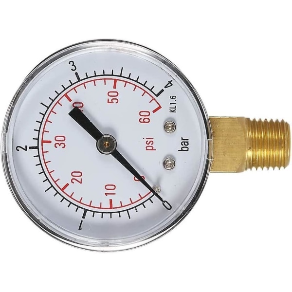 50mm 0~15 Psi 0~1 Bar Vandtryk Pool Filter Hydraulisk Skive Måler Trykmåler 1/4\" Npt Gevind