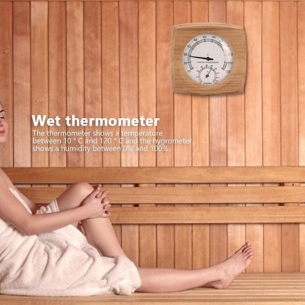 Puun lämpö-kosteusmittari Lämpömittari Kosteusmittari Höyryhuone Saunahuone Fahrenheit-tarvikkeet (1 kpl, puun väri)