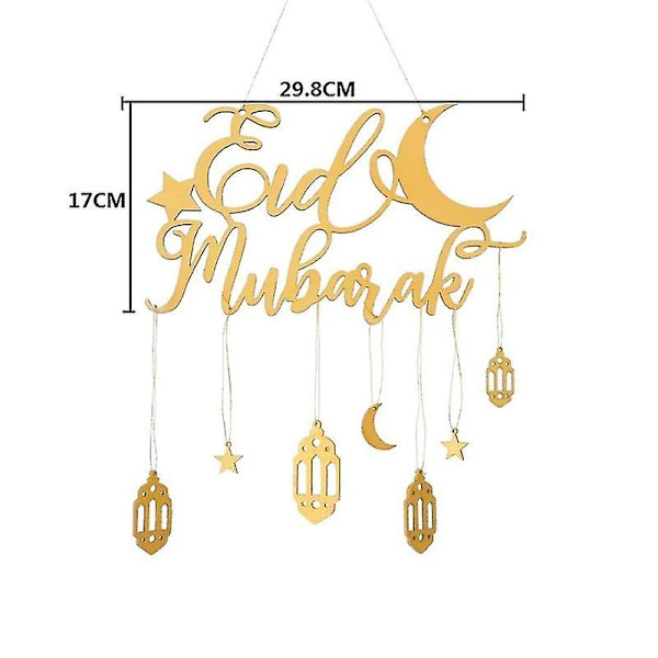 Ramadan Kareem -puinen riipuskoriste Eid Mubarak -puinen roikkuva kyltti Kuu ja tähti riipus