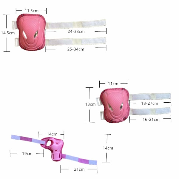 ve Knebeskyttere Sett 6 Pakke Beskyttende Utstyr Sett med Kne Vrist Albue Sikkerhetspute Kit for Barn Barn Tenåring Skøyter, Sykling, Skateboard, Rulleskøyter Pink