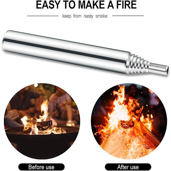 Bellows 3-pakks Blåsepipe i rustfritt stål, sammenleggbar blåsepipe for peis, grill, bål, blåse luft inn i ild, reise