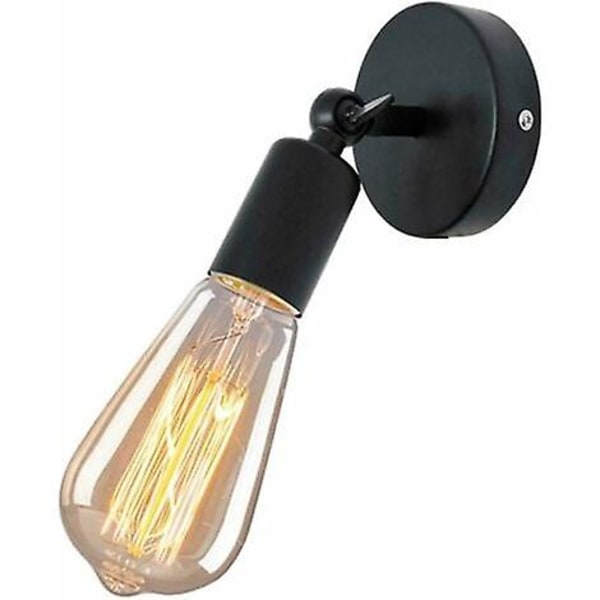 Industriel Jern Metal Vægskænke, Retro Edison Lampe E27 Sokkel Loft Retro Belysning Til Soveværelse, Stue, Spisestue, Gang (sort)