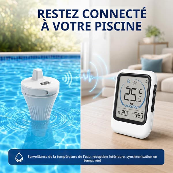 IP68 Trådløst Pooltermometer, Højpræcisions Flydende Digitalt Termometer (-40°C til +70°C), Vandtæt