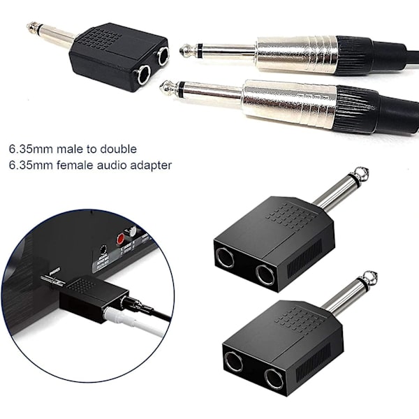 Hunstik Audio Adapter Hun til Dobbelt Hun Jack Audio Y Splitter Konvertere (2 stk, Sort)