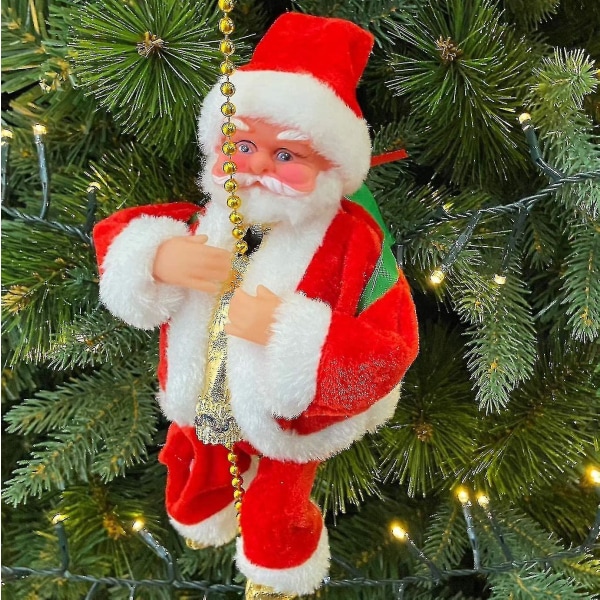 Santa klätterrepstege, elektrisk tomte klätterrep stege för utomhushängande träddekor inomhus jul