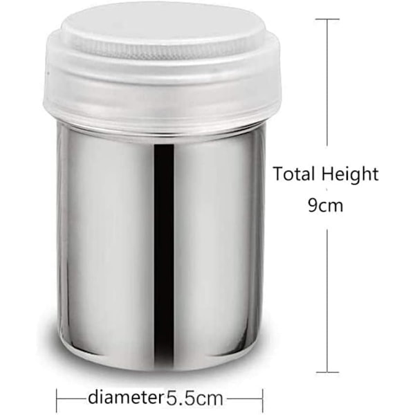 2 st Flour, Socker, Salt Shaker, 7oz Rostfritt Stål Choklad Shaker Florsocker Salt Kakao Flour Kaffe Shaker Sifter för Kök 2 Pcs