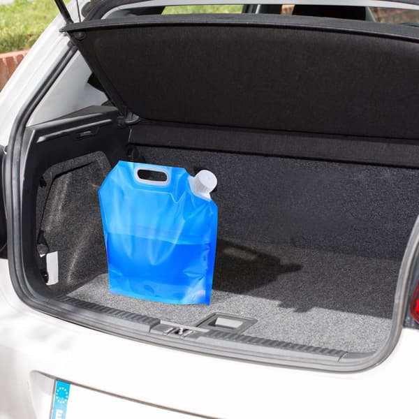 Sett med 4 sammenleggbare 5L vannflasker for bil, ideelt for sport og camping (blå)