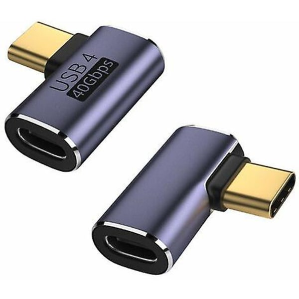 Cy USB-C uros-uros-sovitin, USB 4 Type-C 90 asteen vasemmalle ja oikealle kääntyvä 100W 8K video virta ja data 2-pakkauksessa