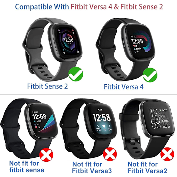 Diruite 4-pakning deksel for Fitbit Versa 4/Sense 2 skjermbeskytter, HD støtsikker myk TPU full beskyttelse skjermbeskytter deksel for Fitbit Versa Clear+Clear+Clear+Clear